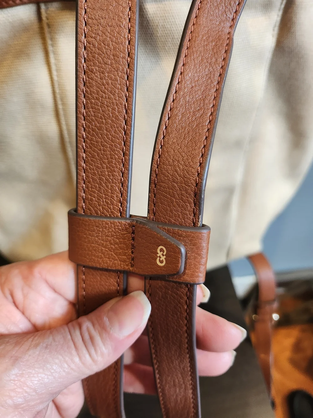 Cole Haan Canvas and Brown Leather Top-Handle Backpack